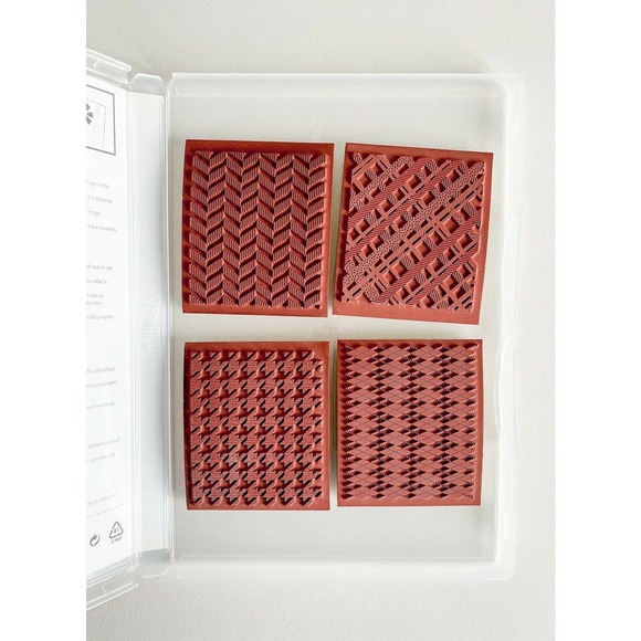 Stampin' Up! "BEYOND PLAID" Stamp Set of 4 Retired Unmounted Rubber Stamps - Picture 6 of 7